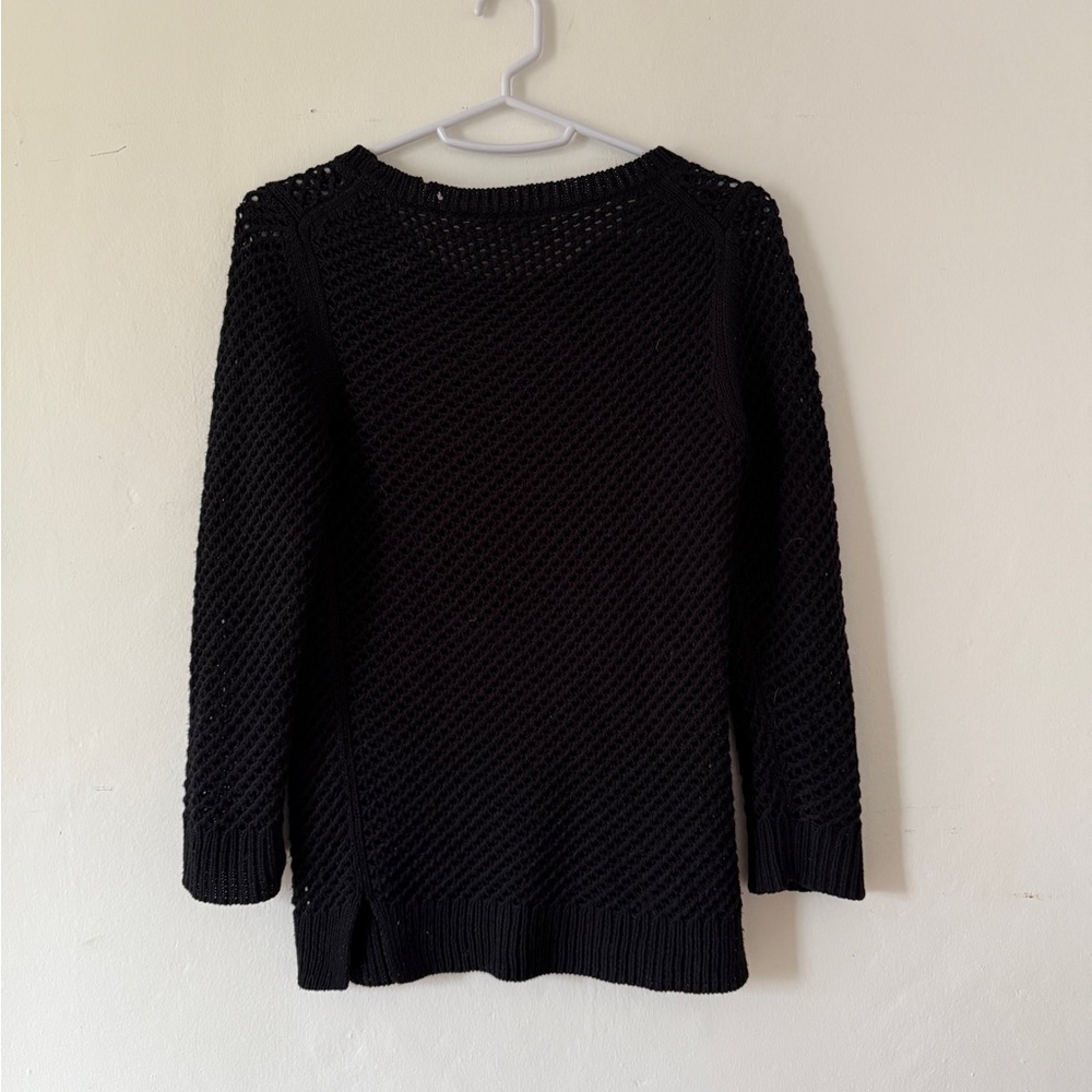 Ann Taylor Black Mesh Knit Woven Sweater. Women’s Small. - Picture 3 of 9